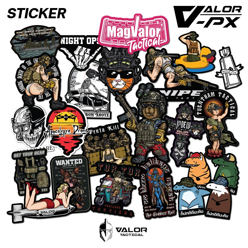 VALOR PX - Sticker สติกเกอร์ กันน้ำ สติ๊กเกอร์ติดรถ 35 ลายให้เลือก สําหรับติดตกแต่งรถ ขวดน้ำ VALOR T