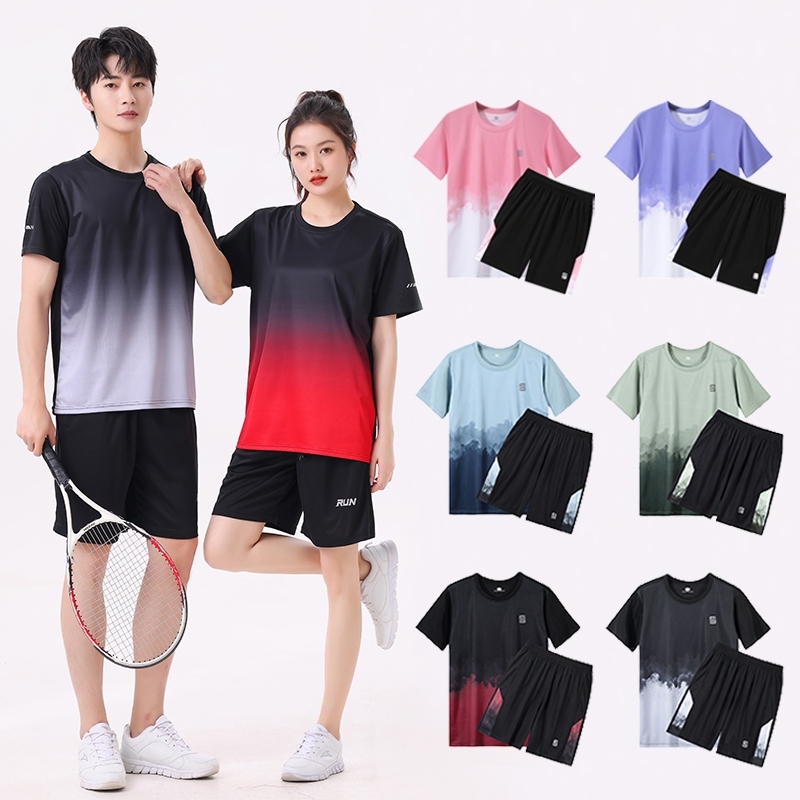 sport ชุดกีฬาทูพีช กางเกงขาสั้น+ชุดกีฬาแขนสั้น ใส่ได้ทั้งชายและหญิง เหมาะสำหรับน้ำหนัก 40kg-110kg