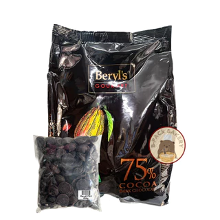 (เบริลส์ 75% แบ่ง500g) เบริลส์ ดาร์ค ช็อคโกแลต คูเวอร์ตู 75% ชนิดเหรียญ Beryl's Dark Chocolate Coverture 75% Coin 500g