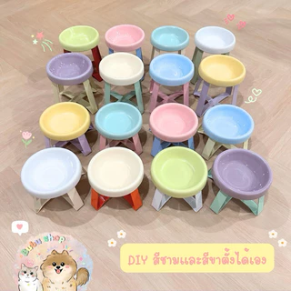 >>พร้อมส่ง🇹🇭<< ส่งไวมากก ชามเซรามิก สําหรับใส่อาหารสัตว์เลี้ยง แมวหรือสุนัข ชั้นวางชาม