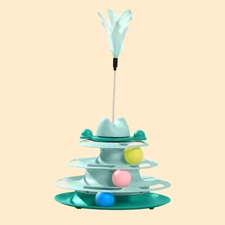 ของเล่นแมว Self-Happy บรรเทาความเบื่อหน่าย Teasing Cat Stick สัตว์เลี้ยงแมว Turntable Ball เมาส์ Handy เครื่องมือลูกแมวล