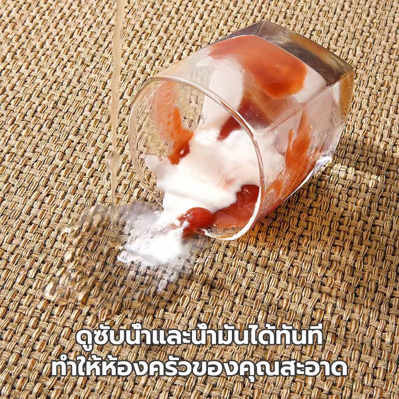 พรมปูพื้นห้องครัว พรมเช็ดเท้า ผ้าลินินธรรมชาติ กันลื่น กันน้ำมันและดูดซับน้ำ ทำความสะอาดง่าย สำหรับการใช้งานในครัว - รูปที่ 2