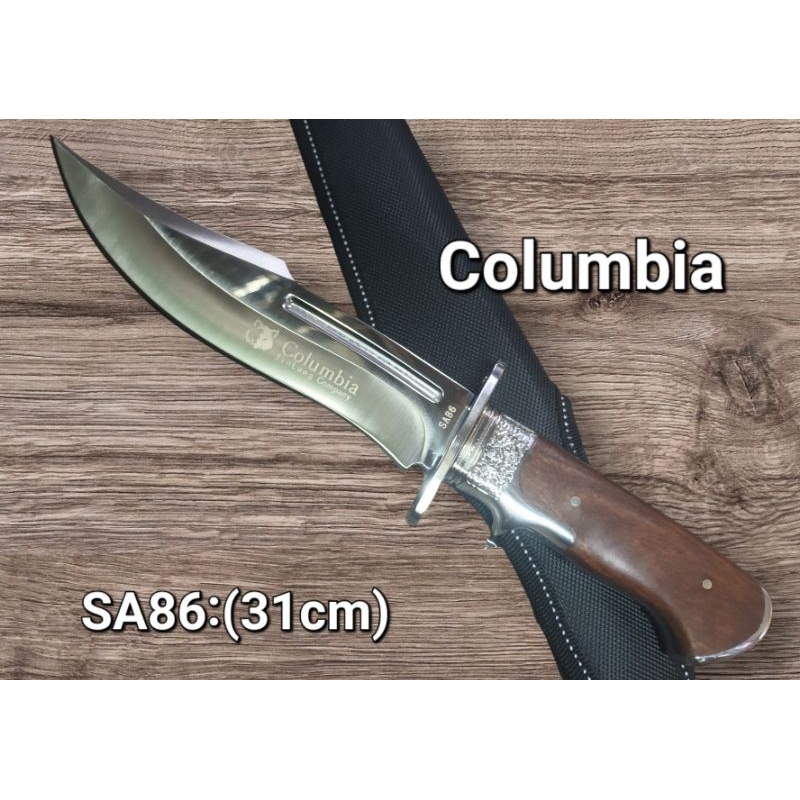 อุปกรณ์เดินป่าแบบพกพาด้ามไม้ใบเลสมีดพก:Columbia:SA86:(31cm)มีดพกพามีดเดินป่าใช้งานอเนกประสงค์