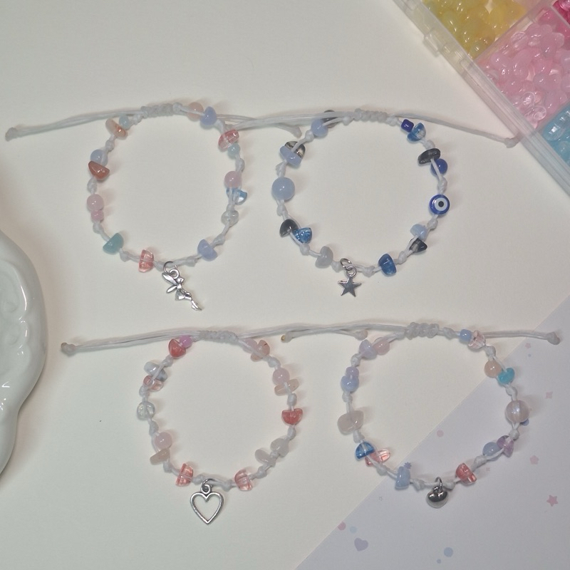 พร้อมส่ง กำไลเชือกเทียน กำไลหิน น่ารัก แบบfreesize