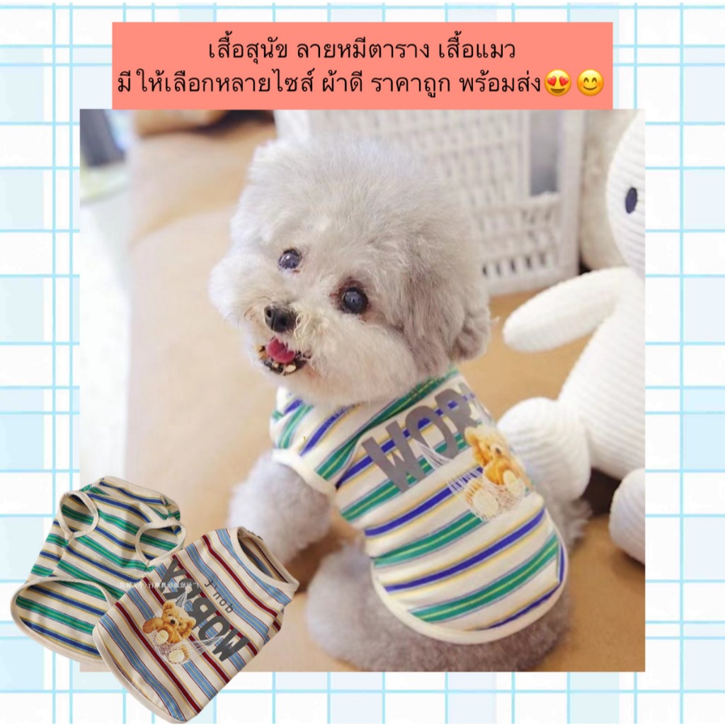 AL-680 เสื้อสุนัข ลายหมีตาราง เสื้อแมว มีให้เลือกหลายไซส์ ผ้าดี ราคาถูก พร้อมส่ง😍😊