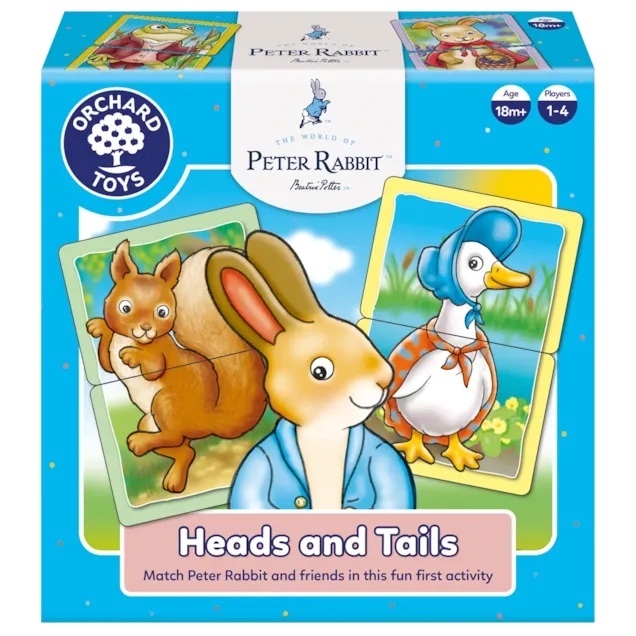 ORCHARD TOYS, Peter Rabbit™ Heads & Tail บอร์ดเกมเด็ก เสริมความจำ จับคู่ 18 เดือน ลิขสิทธิ์แท้อังกฤษ
