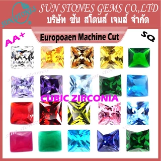 Czเพชรรัสเซียสีๆ พลอยCZ Princess Shape Color CZ, พลอยรูปสี่เหลี่ยม เจียระไนเหลี่ยมเพชร ไซส์ 2X2 ถึง 7X7