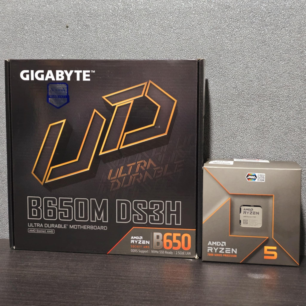 CPU AMD RYZEN 5 7600 6C/12T + GIGABYTE B650M DS3H (SOCKET AM5) (MICRO-ATX) มือ2 มีประกันศูนย์ไทย