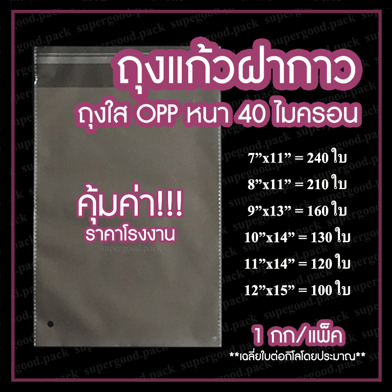 ถูกที่สุด‼️ ถุงแก้ว OPP ฝากาว พร้อมส่ง ราคาโรงงาน (1 กก.)