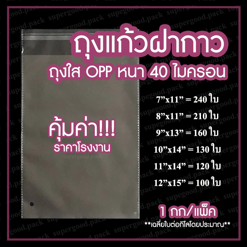 ถูกที่สุด‼️ ถุงแก้ว OPP ฝากาว พร้อมส่ง ราคาโรงงาน (1 กก.)