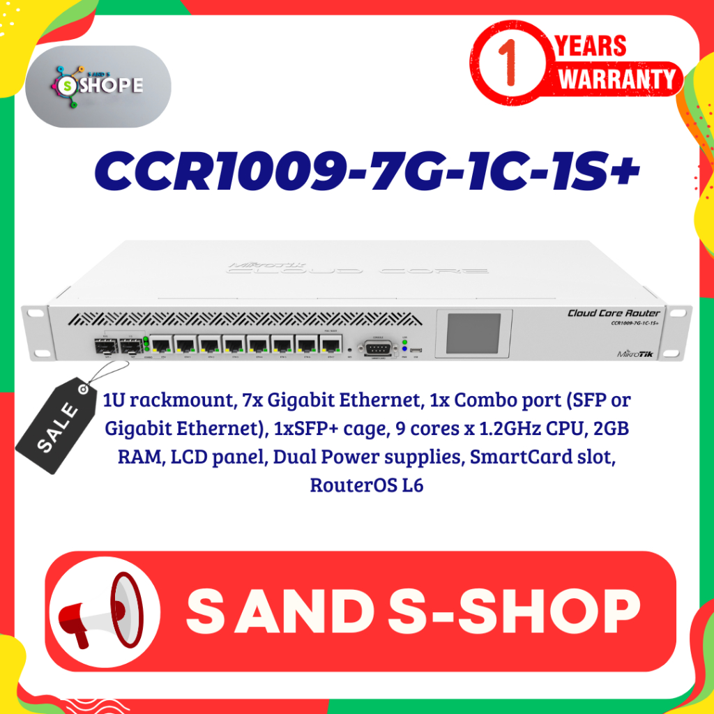 Mikrotik CCR1009-7G-1C-1S+⚡️ส่งไว⚡️รับประกัน 1 ปี⚡️ออกใบกำกับภาษีได้⚡️🔥สั่งซื้อได้เลย🔥