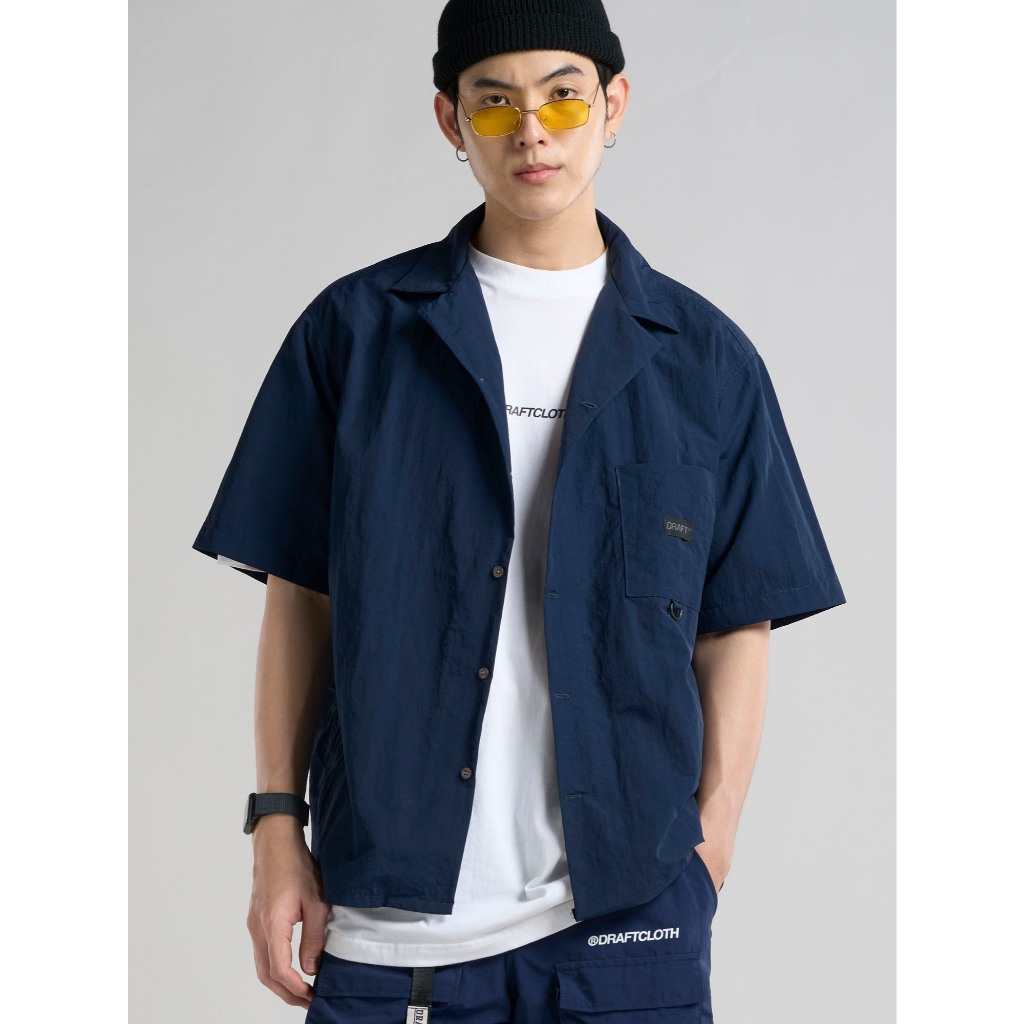 DRAFTCLOTH 🔹 SHORT-SLEEVE SHIRT 🔹 เสื้อเชิ้ตแขนสั้นผ้า NYLON-RIPSTOP สีกรมท่า