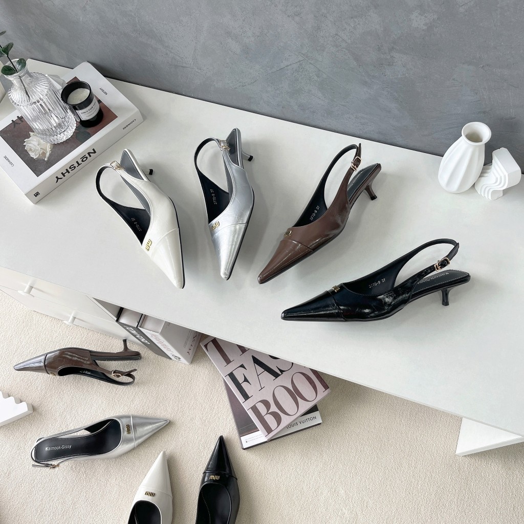 รองเท้ารัดส้น  หัวแหลมHigh Heels ส้นสูง 1นิ้ว รองเท้าKaimook sissy 3770-9