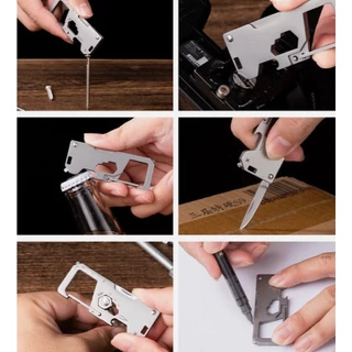EDC T34 พวงกุญแจสเตนเลสสตีล มีดพับอเนกประสงค์ เครื่องมือกลางแจ้งพกพา