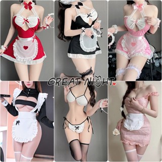 💓Great Night💓sexy cosplay ชุดเมดแม่บ้าน ชุดคอสเพลย์ ประดับด้…