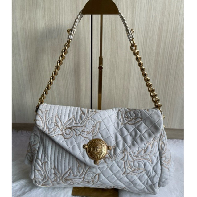 Versace White Quilted Leather Shoulder Bag