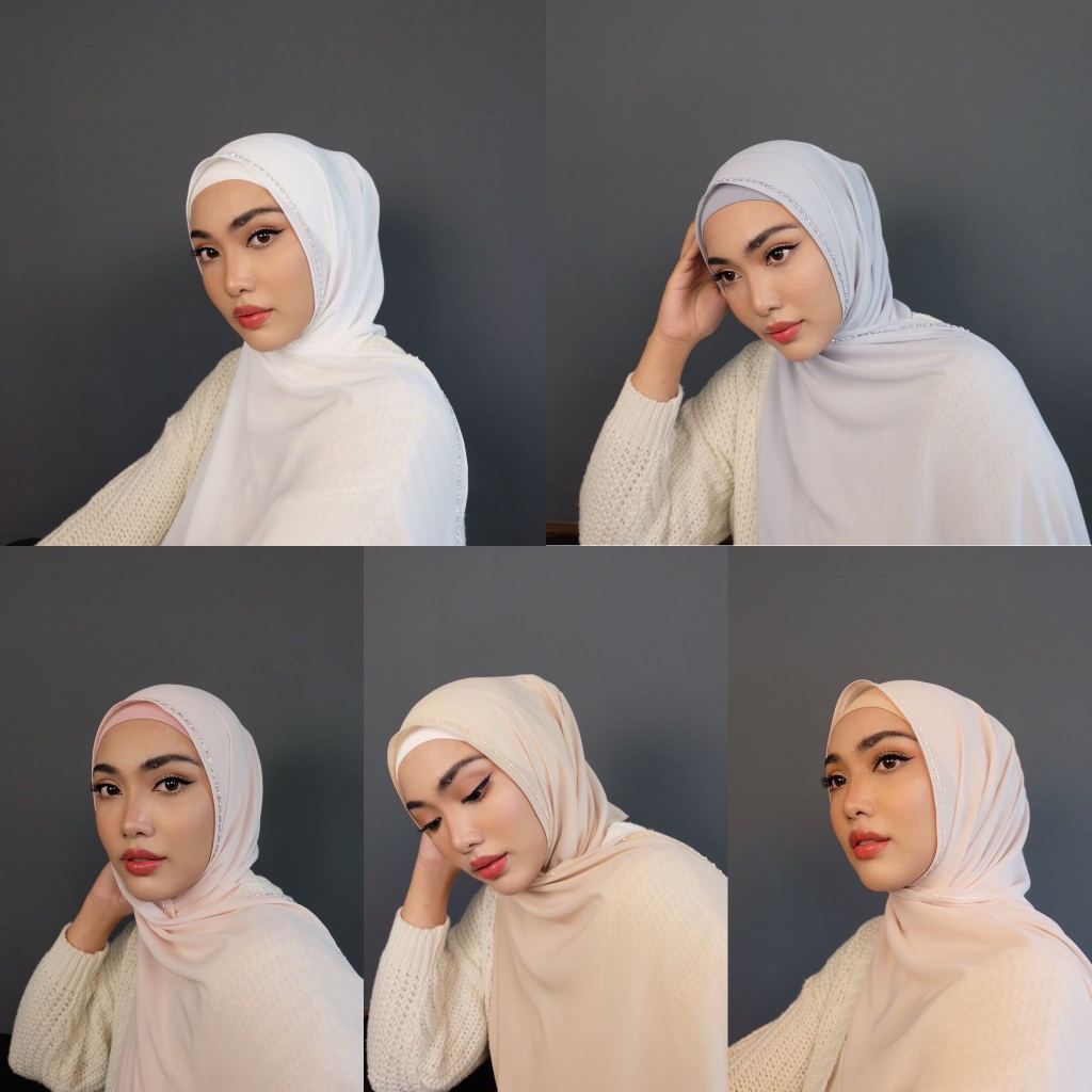 ผ้าพันพรีเมี่ยม Embroidered hijab01 ปักเลื่อมญี่ปุ่น เนื้อผ้านุ่มๆ เบาสบาย ลูกปัดญี่ปุ่นคุณภาพดีที่สุด