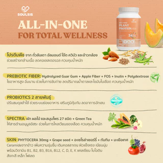 Soulsis Plant Protein โปรตีนพืช สูตรBio-Fiber รสMelon เมล่อน แทนมื้ออาหาร เจ สร้างกล้ามเนื้อ