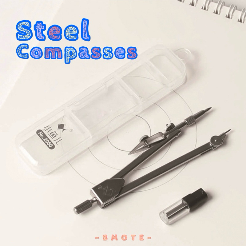  วงเวียน แบบเหล็ก Steel Compasses วงเวียนพกพา แข็งแรง ใช้งานง่าย วงเวียนเหล็ก อุปกรณ์การเรียน คณิตศาสตร์