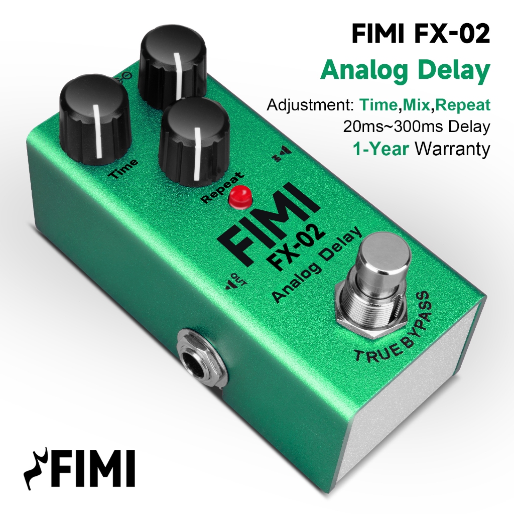 FIMI FX-02 Analog Delay Effects pedal,Bass,Guitar Delay เอฟเฟกต์,ปรับ: Time, Mix, Repeat.DC-9V supply,ไม่มีอะแดปเตอร์.