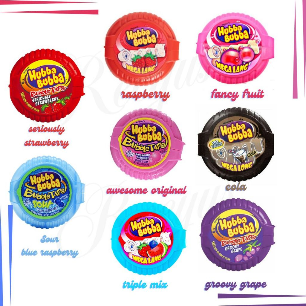 Wrigley's Hubba Bubba Mega Lang หมากฝรั่งตลับเมตร 8 รสชาติ น้ำหนัก 56 กรัม