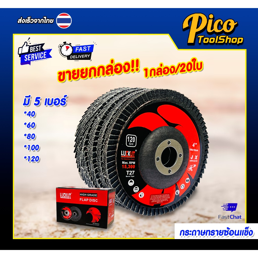 🔥{ขายยกกล่อง 20ใบ]🔥 กระดาษทรายซ้อน หลังแข็ง4นิ้ว 5 เบอร์ #40,#60, #80, #100, #120 ขัดไม้ ขัดเหล็ก