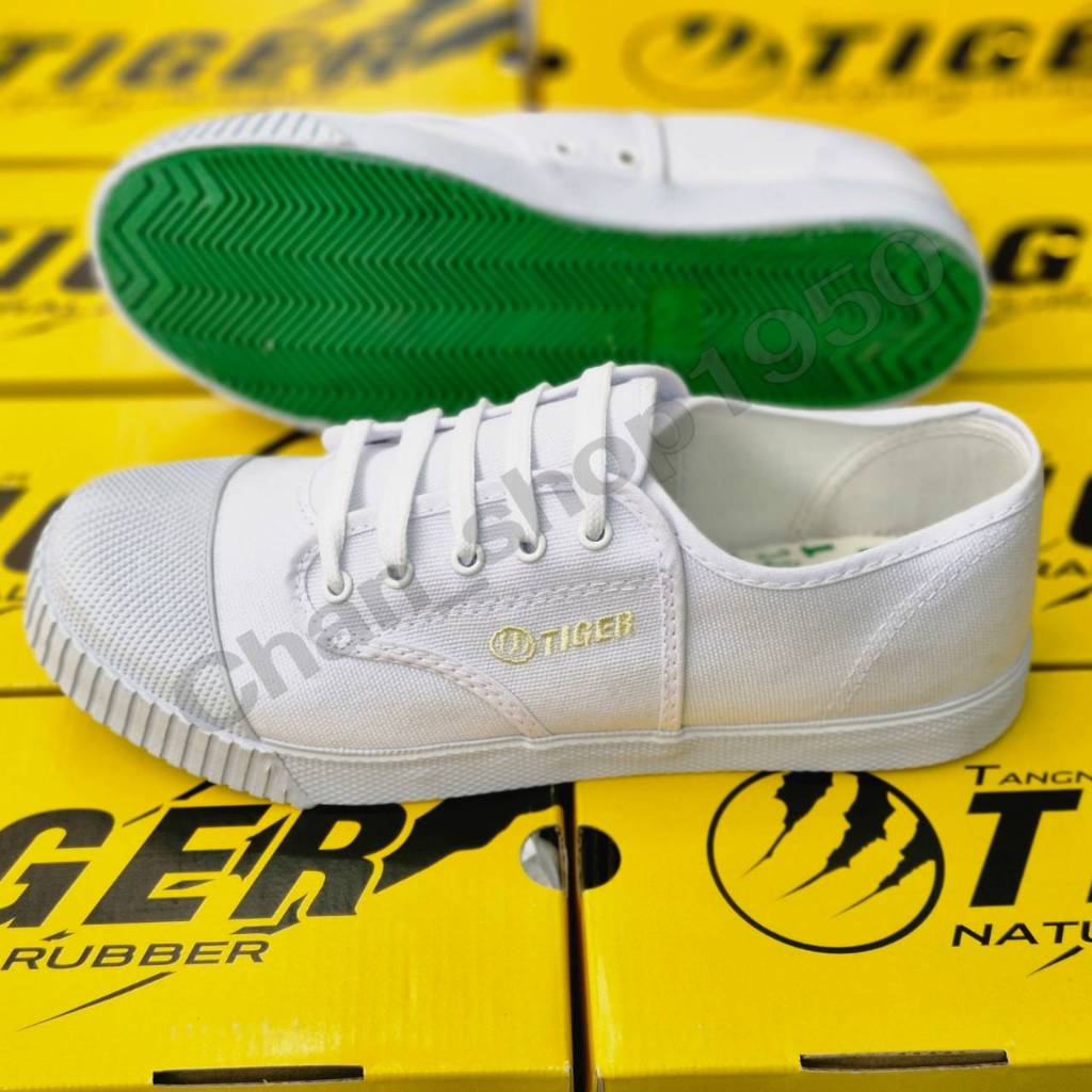 พร้อมส่ง รองเท้านักเรียน รองเท้าผ้าใบ Tiger(ไทเกอร์) ไซส์ 31-45 รุ่นT205 พื้นเขียว สีน้ำตาล ดำ ขาว