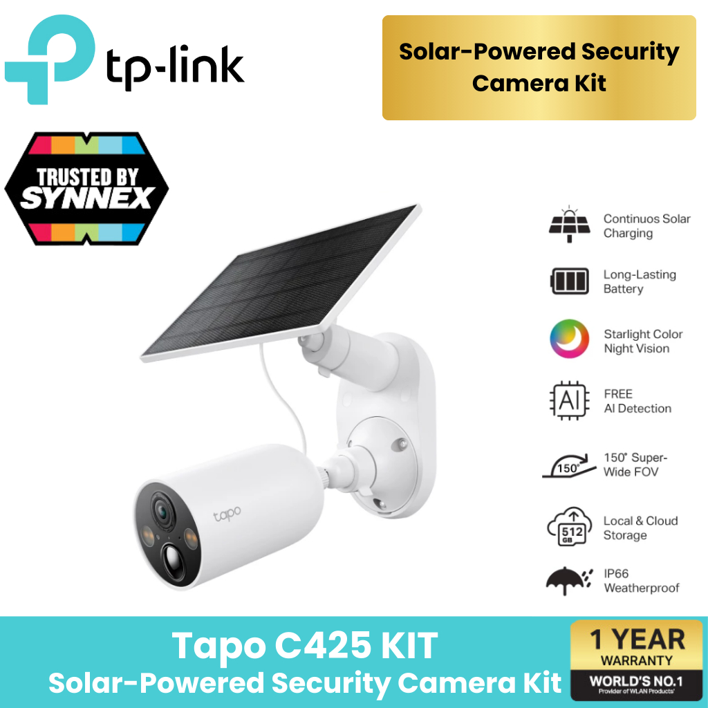 TP-Link⚡️กล้องไวไฟ⚡️(Tapo C425 KIT) Solar-Powered Security Camera Kit ชุดกล้องวงจรปิดพร้อมแผงโซลาเซล