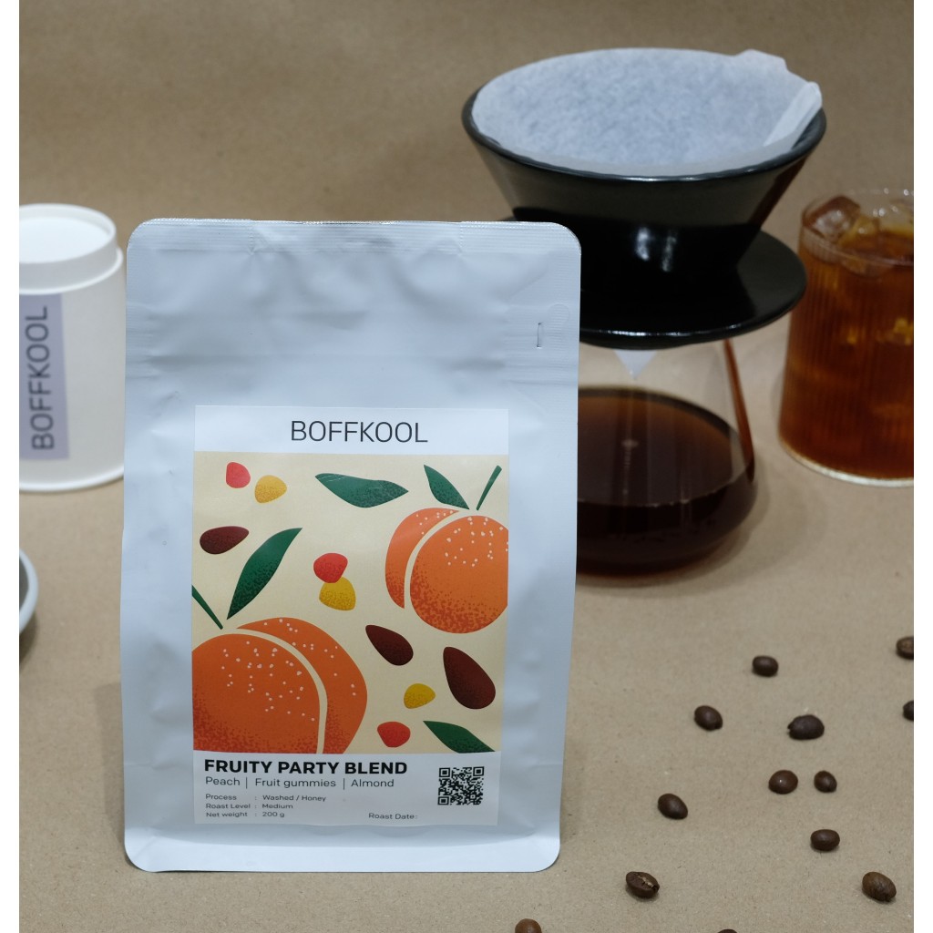 BOFFKOOL-  Fruity Party Blend เมล็ดกาแฟเบลนด์ Arabica 100%  ขนาด 200 กรัม - MEDIUM  ROAST (คั่วกลาง)