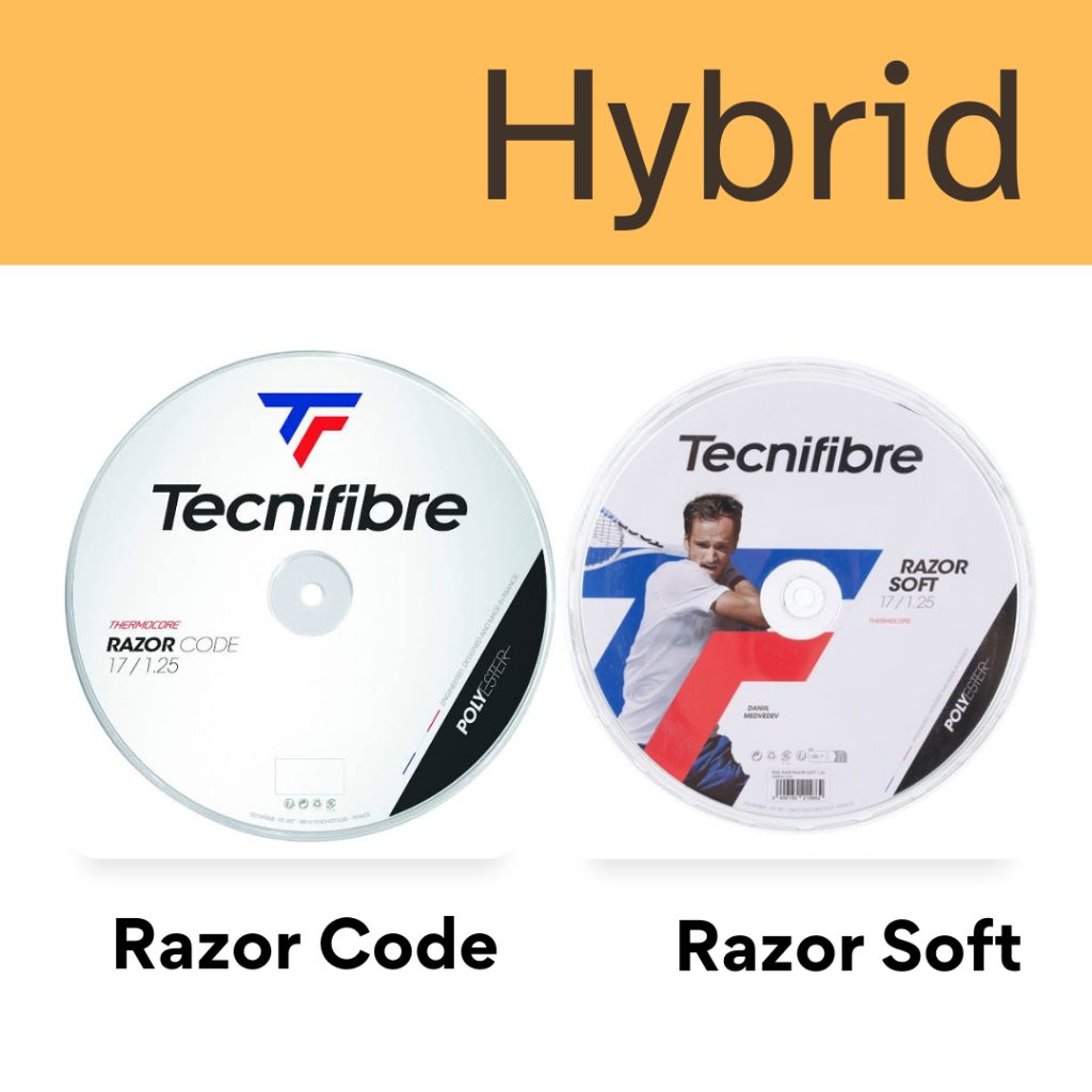 Tecnifibre เอ็นไม้เทนนิสไฮบริด Razor Code / Razor Soft Hybrid (ตัดแบ่ง)
