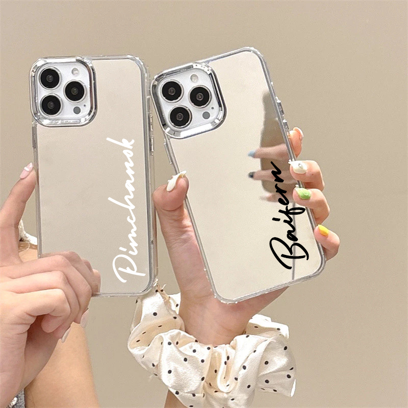 เคสกระจก [สกรีนชื่อ] เคส Android ทุกค่าย เคสไฮบริดจ์ขอบนิ่ม หลังแข็ง ยกมุมและกล้อง