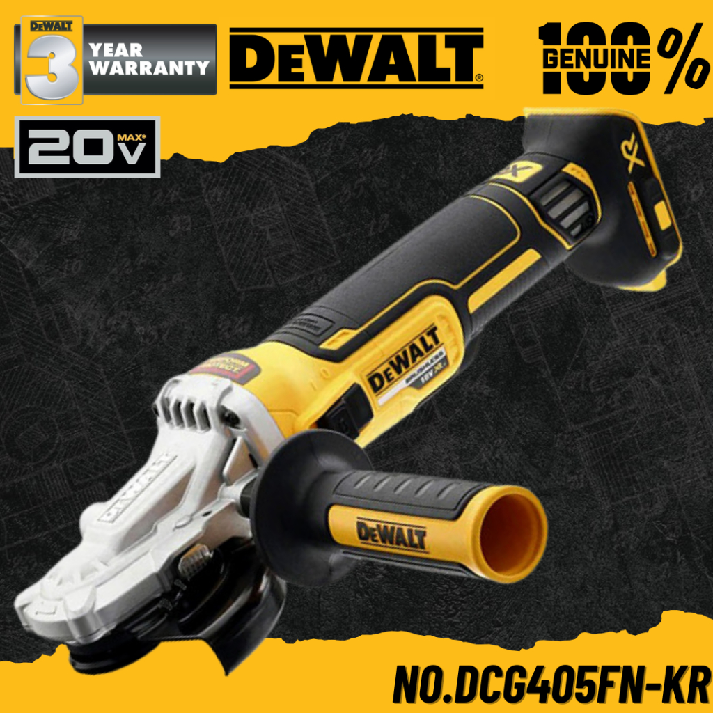 DEWALT เครื่องเจียรไร้แปรงถ่าน 4" รุ่นหัวแบน 20V Max (เฉพาะตัวเครื่อง) No.DCG405FN-KR