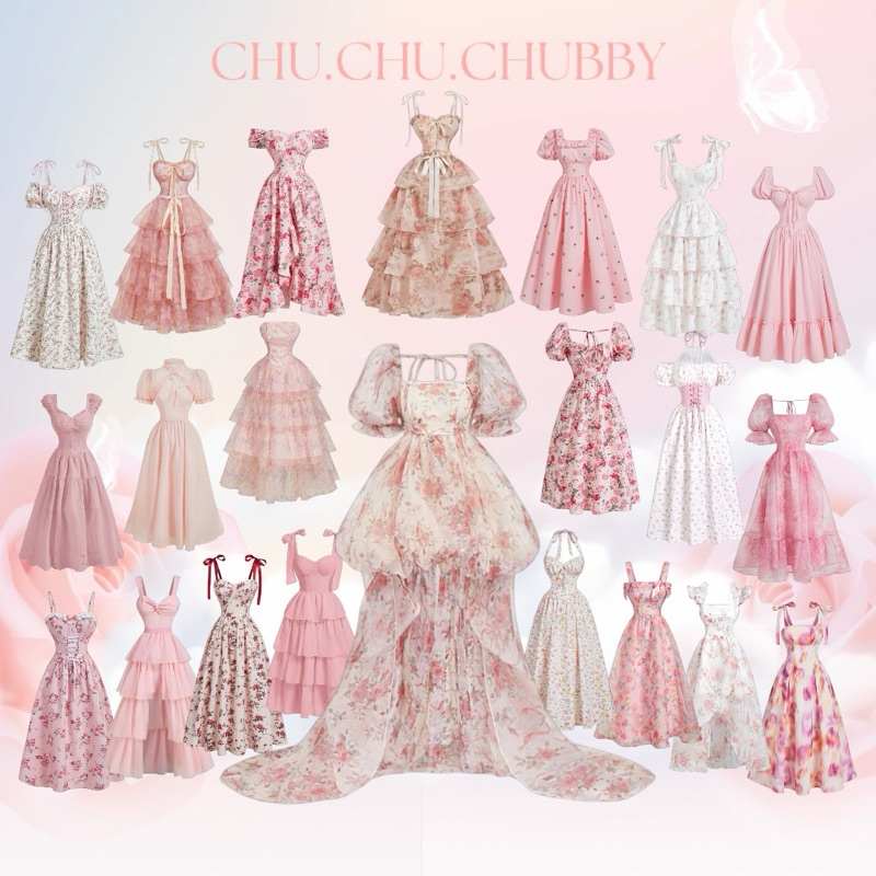 พรีออเดอร์ 💕 ชุดเดรสเจ้าหญิง ชุดเดรสสีชมพู pink collection ชุดเดรสออกงาน ชุดเดรสวาเลนไทน์ ชุดเดรสไซส์สาวอวบ