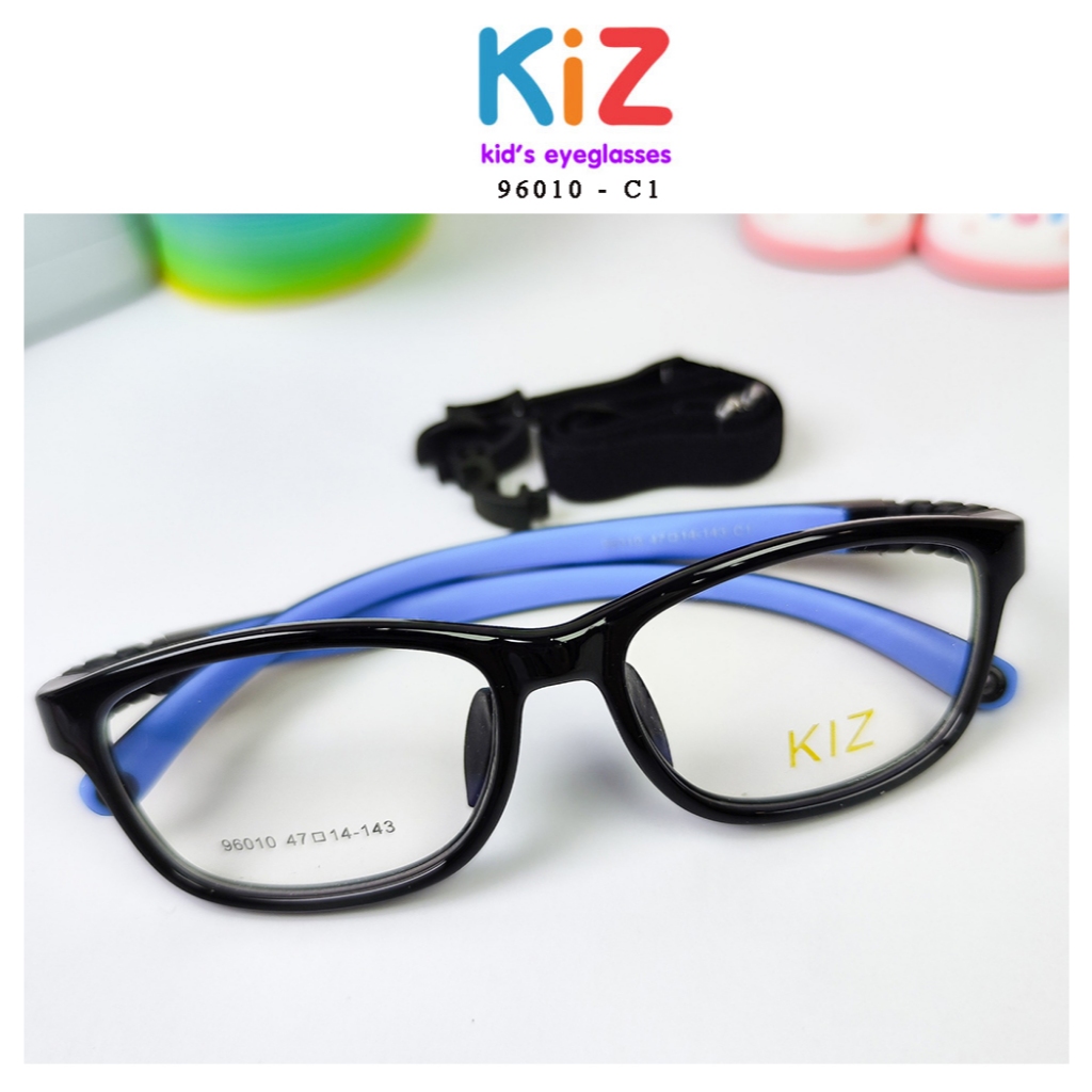 กรอบแว่นตาเด็ก KiZ 96010 - C5 สำหรับ เด็กอายุ 3 - 5 ปี เต็มกรอบสีดำ-น้ำเงิน แถมฟรี ข้อต่อ+ซิลิโคนจมู