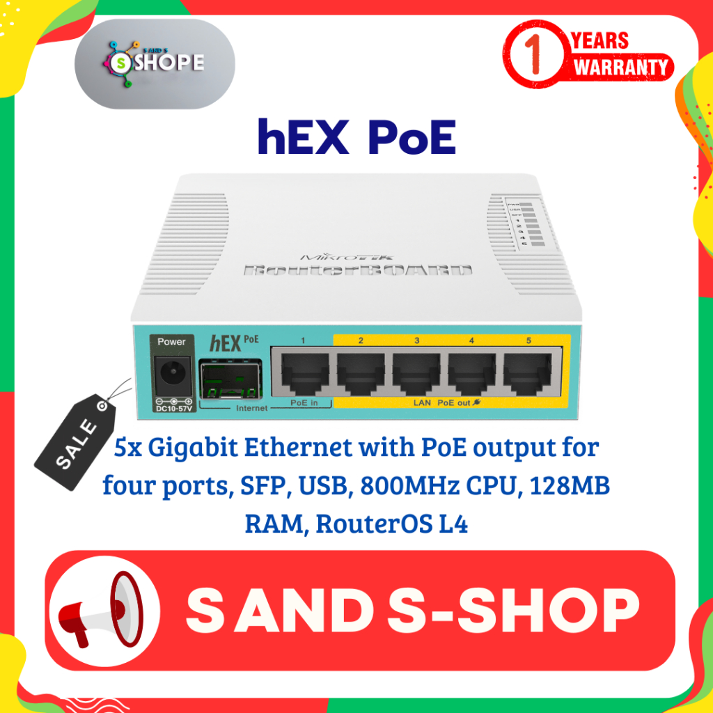 Mikrotik RB960PGS (hEX PoE)⚡️ส่งไว⚡️รับประกัน 1 ปี⚡️ออกใบกำกับภาษีได้⚡️🔥สั่งซื้อได้เลย🔥