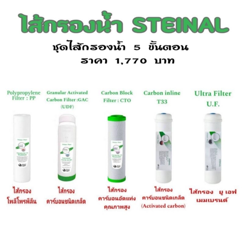 STEINAL ชุดไส้กรองแบบ 5 ขั้นตอน ราคา ถูกที่สุด ดีลบีเคเค