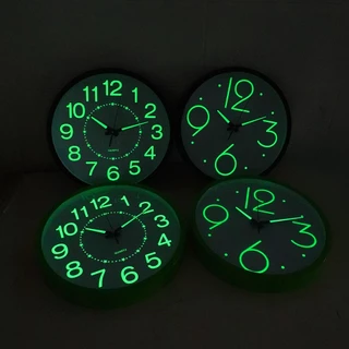 นาฬิกาติดผนัง เรืองแสง ขนาด 12นิ้ว นาฬิกาแขวนผนังทรงกลม เข็มเดินเรียบ ไร้เสียงรบกวน ตกแต่งห้องสวย