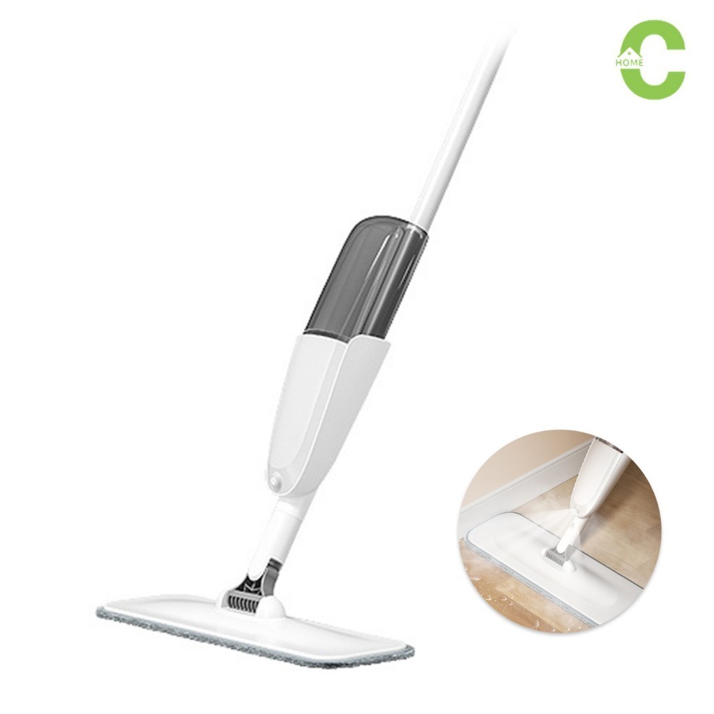 HOMEC ไม้ถูพื้นแบบสเปรย์ ไม้ม๊อบ spray mop พร้อมผ้าม็อบ ฉีดน้ำได้ หมุนได้ 360 องศา ดูดซับน้ำได้ดี ขนาด 38cm.