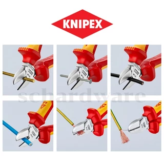 KNIPEX คีมปากเฉียงกันไฟ คีมปากเฉียงด้ามกันไฟ 1000V คีมปากเฉียง (VDE) ขนาด 5" 6" 7" ผลิตประเทศเยอรมัน (7006140, 7006160)