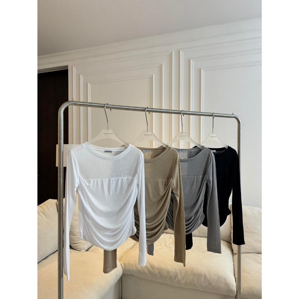 PTL001เสื้อแขนยาวย่นข้างผ้าสลาฟ PROMTHONG