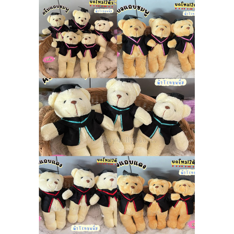 ตุ๊กตาหมีปริญญา ยกโหล12ตัว หมีจัดช่อ มีหลายรุ่น มี4สีให้เลือก ผ้าขนหนู และผ้าขนนิ่ม ขนาด 8-13นิ้ว ราคา ถูกที่สุด ดีลบีเคเค แกลเลอรีภาพที่ 6
