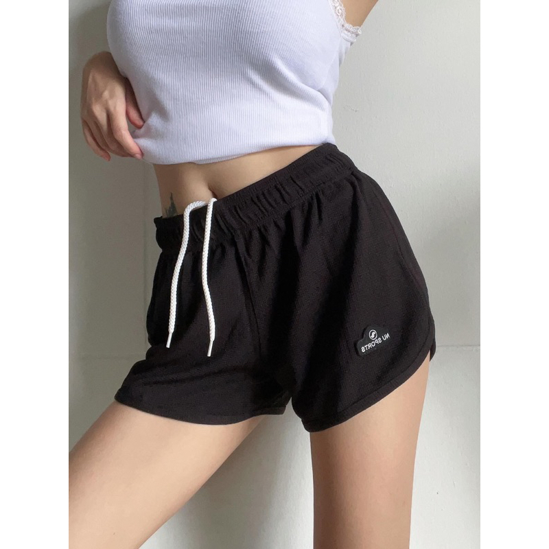Nu 892 - กางเกงขาเว้าสีพื้น ผ้าวาฟเฟิล