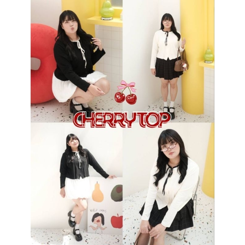 [โค้ด 30WOW200 ลด 30%] CHERRY TOP เสื้อแขนยาวผูกโบว์ 2 สี อกฟรีไซส์ 50"