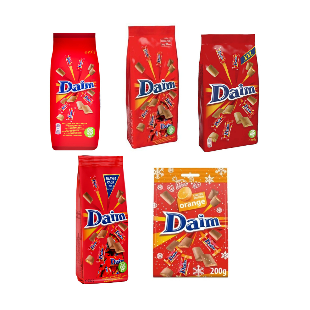 Daim Chocolate With Caramel Filled ช็อกโกแลตเดมสอดไส้คาราเมล มี 2รสชาติ 3 ขนาด Net 200-460 g