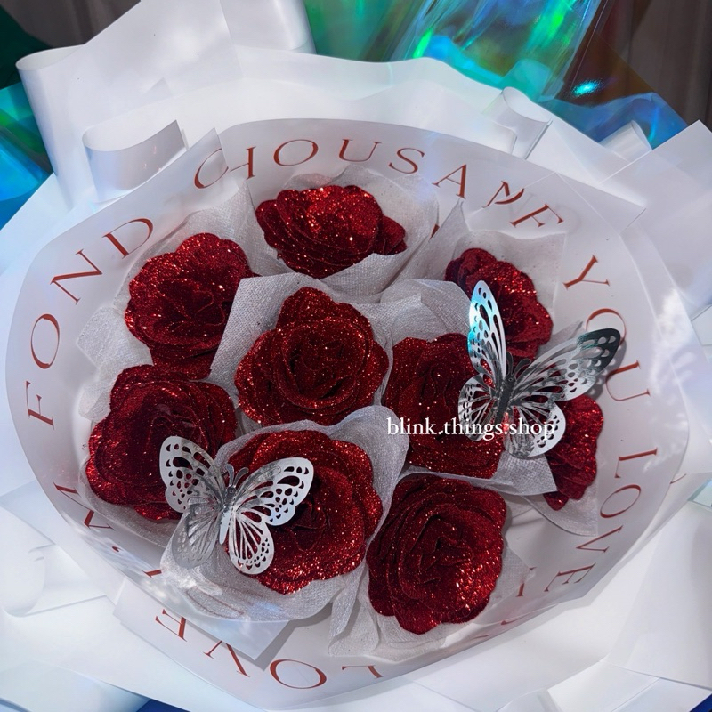 ช่อกุหลาบ วันวาเลนไทน์ ส่งด่วน Valentine's day ช่อดอกไม้กลิตเตอร์พร้อมส่ง