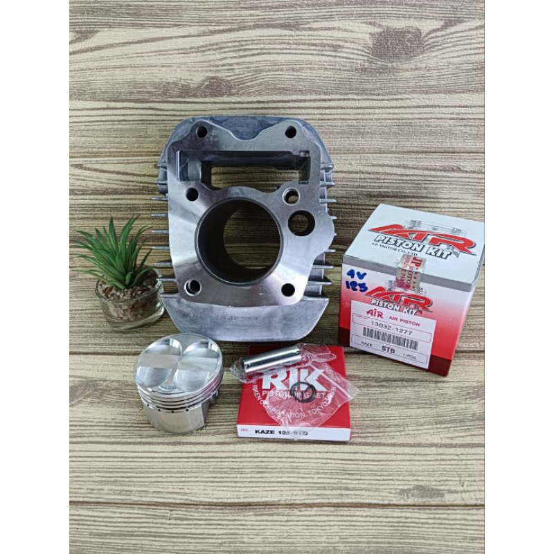 ชุดเสื้อสูบพร้อมลูก W125 บังลม ลูกคาเซ่ 56-57-59 พร้อมหลบวาล์ว 4วาล์ว W125 วาล์ว19/22