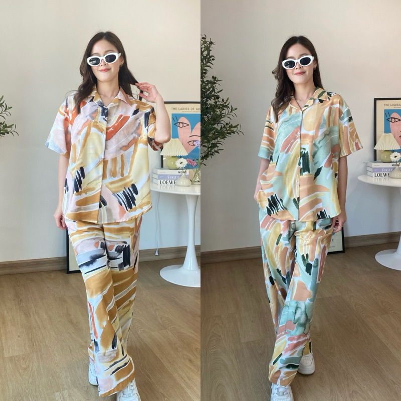 PYCK CLOTHING | CHILLING SET ชุดเซ็ทเสื้อฮาวาย กางเกงขายาว ชุดเซ็ทผู้หญิง ชุดเซ็ทซัมเมอร์