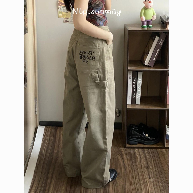 Ntp: กางเกงแฟชั่น กางเกงยีนส์ กางเกงสีกากี  เนื้อผ้ายีนส์ “ ดีเทลเป็นขาใหญ่ มีกระเป๋าที่ใช้ได้จริงทั้งสองข้าง