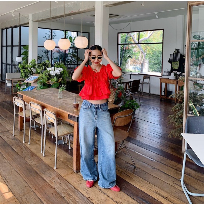 เสื้อแบรน์ pplain.pp สีแดง