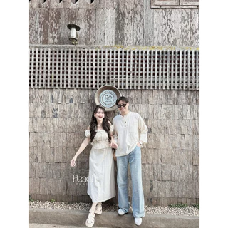 PEACH-รหัสPF2 Couple outfits เนื้อผ้าฝ้ายกดแยกชิ้น แม่กำปอง